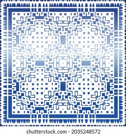 Portuguese vintage azulejo tiles. Vector seamless pattern elements. Colored design. Blue antique background for pillows, print, wallpaper, web backdrop, towels, surface texture.