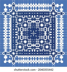 Portuguese vintage azulejo tiles. Vector seamless pattern theme. Hand drawn design. Blue antique background for pillows, print, wallpaper, web backdrop, towels, surface texture.