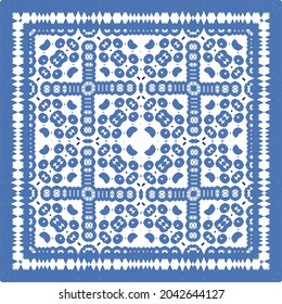 Portuguese vintage azulejo tiles. Vector seamless pattern theme. Hand drawn design. Blue antique background for pillows, print, wallpaper, web backdrop, towels, surface texture.