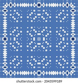 Portuguese vintage azulejo tiles. Vector seamless pattern theme. Hand drawn design. Blue antique background for pillows, print, wallpaper, web backdrop, towels, surface texture.