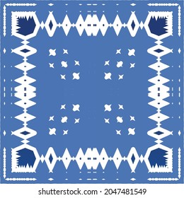 Portuguese vintage azulejo tiles. Vector seamless pattern theme. Hand drawn design. Blue antique background for pillows, print, wallpaper, web backdrop, towels, surface texture.
