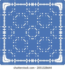 Portuguese vintage azulejo tiles. Vector seamless pattern theme. Hand drawn design. Blue antique background for pillows, print, wallpaper, web backdrop, towels, surface texture.