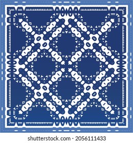 Portuguese vintage azulejo tiles. Vector seamless pattern theme. Hand drawn design. Blue antique background for pillows, print, wallpaper, web backdrop, towels, surface texture.