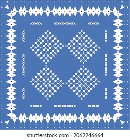 Portuguese vintage azulejo tiles. Vector seamless pattern theme. Hand drawn design. Blue antique background for pillows, print, wallpaper, web backdrop, towels, surface texture.