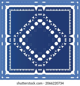 Portuguese vintage azulejo tiles. Vector seamless pattern theme. Hand drawn design. Blue antique background for pillows, print, wallpaper, web backdrop, towels, surface texture.