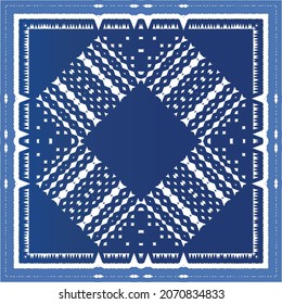 Portuguese vintage azulejo tiles. Vector seamless pattern theme. Hand drawn design. Blue antique background for pillows, print, wallpaper, web backdrop, towels, surface texture.