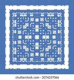 Portuguese vintage azulejo tiles. Vector seamless pattern theme. Hand drawn design. Blue antique background for pillows, print, wallpaper, web backdrop, towels, surface texture.