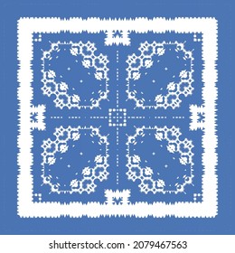 Portuguese vintage azulejo tiles. Vector seamless pattern theme. Hand drawn design. Blue antique background for pillows, print, wallpaper, web backdrop, towels, surface texture.