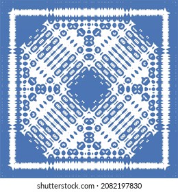 Portuguese vintage azulejo tiles. Vector seamless pattern theme. Hand drawn design. Blue antique background for pillows, print, wallpaper, web backdrop, towels, surface texture.