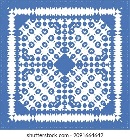 Portuguese vintage azulejo tiles. Vector seamless pattern theme. Hand drawn design. Blue antique background for pillows, print, wallpaper, web backdrop, towels, surface texture.