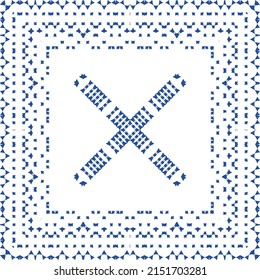Portuguese vintage azulejo tiles. Vector seamless pattern texture. Hand drawn design. Blue antique background for pillows, print, wallpaper, web backdrop, towels, surface texture.