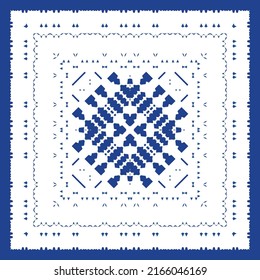 Portuguese vintage azulejo tiles. Vector seamless pattern texture. Hand drawn design. Blue antique background for pillows, print, wallpaper, web backdrop, towels, surface texture.