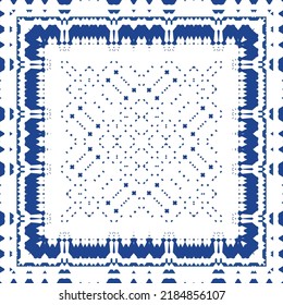 Portuguese vintage azulejo tiles. Vector seamless pattern texture. Hand drawn design. Blue antique background for pillows, print, wallpaper, web backdrop, towels, surface texture.