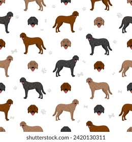 Portuguese Watchdog seamless pattern.  All coat colors set. Vector illustration