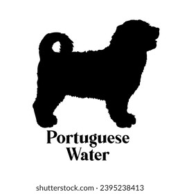 Portugiesischer Water Dog Silhouette Hund Rasse Logo Hund Monogramm Logo Hund Gesicht Vektorgrafik