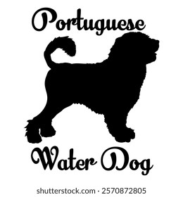 Portuguese Water dog silhouette, dog breeds, logo, vector, silhouette,  animal, illustration, icon, sign, design, black, symbol, pet, love
