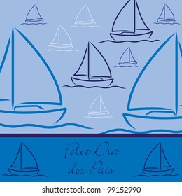 Portuguese yacht patterned "Happy Father's Day" card in vector format.