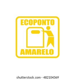 Recipiente de reciclagem amarelo português para plástico e metal, ecoponto amarelo para reciclar plastico e metal