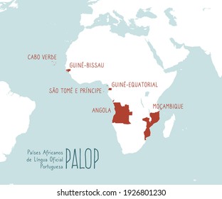 Portuguese-speaking African countries (PALOP) Map