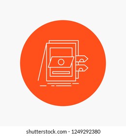 POS, Accounting, Sale, System, Files White Line Icon in Circle background. vector icon illustration