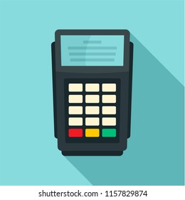 Pos bank payment terminal icon. Flat illustration of pos bank payment terminal vector icon for web design