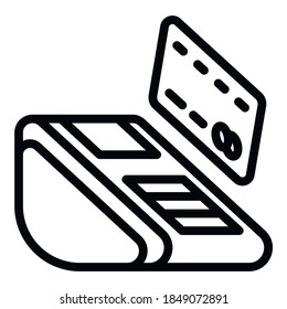 Pos bank terminal icon. Outline pos bank terminal vector icon for web design isolated on white background