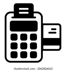 Icono de línea rellena negra de POS, tienda estilo glifo de Black Friday o comercio de compras de mercado, diseño de icono de venta de tiendas.