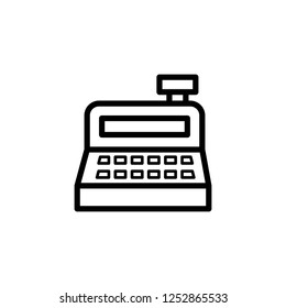POS cashier machine, vector icon illustration in line/outline style