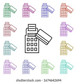 pos schauen Sie sich das mehrfarbige Symbol an. Einfache dünne Linie, Vektorillustration von Online-Shopping-Icons für i und ux, Website oder mobile Applikationen
