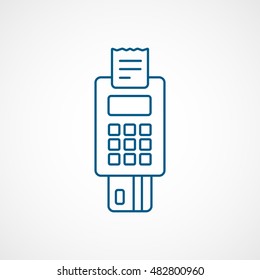 POS Credit Card Terminal Blue Line Icon On White Background