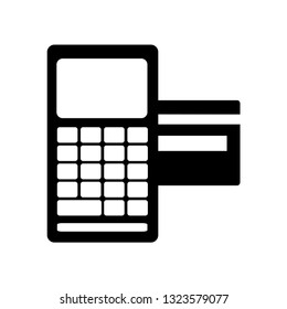 POS Credit Card Terminal Flat Icon On White Background