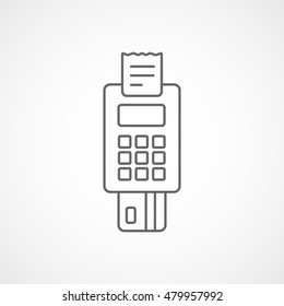 POS Credit Card Terminal Line Icon On White Background