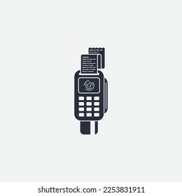 Pos device, bill and credit card. Vector design.