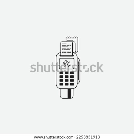 Pos device, bill and credit card. Vector design.