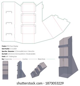 POS Floor Display packaging design template selffold die cut - vector