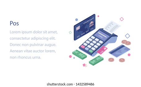 
Pos isometric design illustration design 
