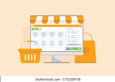 POS machine app for online store in desktop - Basket and Shopping bag
