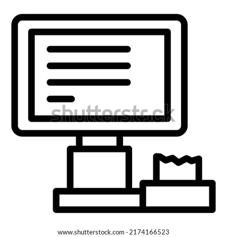 Pos machine icon outline vector. Cash register. Store screen
