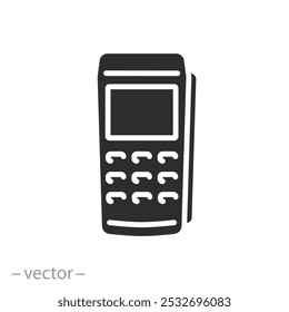 pos machine, payment terminal icon, contactless pay, device for credit card or nfc, electronic reader, flat vector illustration