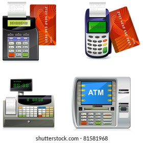 POS machines. Set of the detailed icons.

