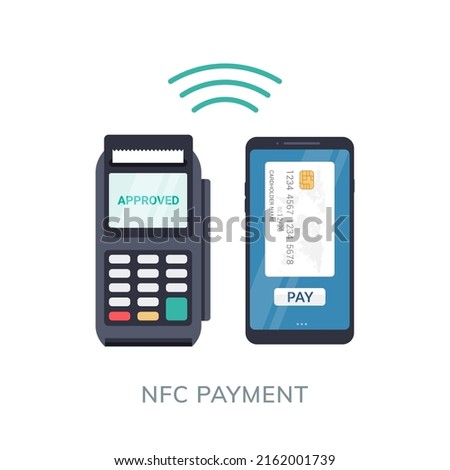 POS NFC Payment machine icon. NFC terminal card vector payment transfer