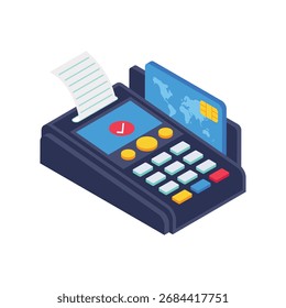 Ilustração de vetor isométrico de cartão de pagamento POS 