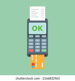 POS payment machine icon in flat style. Online payment vector illustration on isolated background. Banking transaction sign business concept.