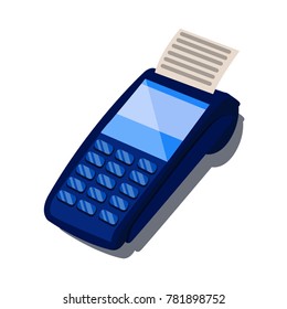 POS payment terminal, isolated on white, vector illustration