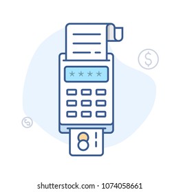 Pos, payment terminal  vector icon, point of sale line illustration