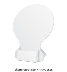 POS POI Cardboard Blank Empty Show Box Holder For Advertising Fliers, Leaflets Or Products On White Background Isolated. Ready For Your Design. Product Advertising. Vector EPS10 