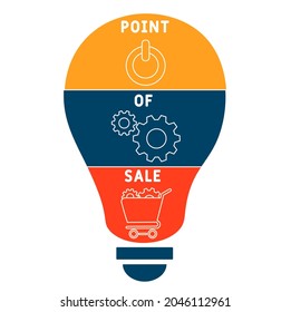 POS - Point of Sale acronym. business concept background.  vector illustration concept with keywords and icons. lettering illustration with icons for web banner, flyer, landing 