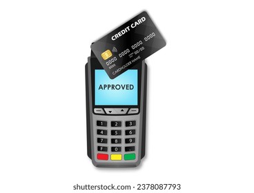 POS - Point of Sale Terminal, Credit Card Reader Machine or Payment Machine for Credit Card. Vector Illustration. 