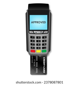 POS - Point of Sale Terminal, Credit Card Reader Machine or Payment Machine for Credit Card. Vector Illustration. 