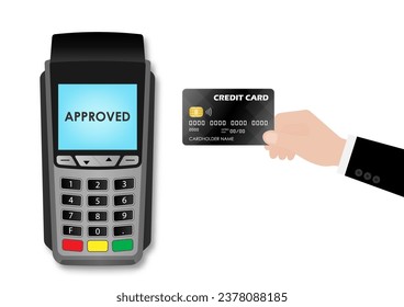 POS - Point of Sale Terminal, Credit Card Reader Machine or Payment Machine for Credit Card. Vector Illustration. 